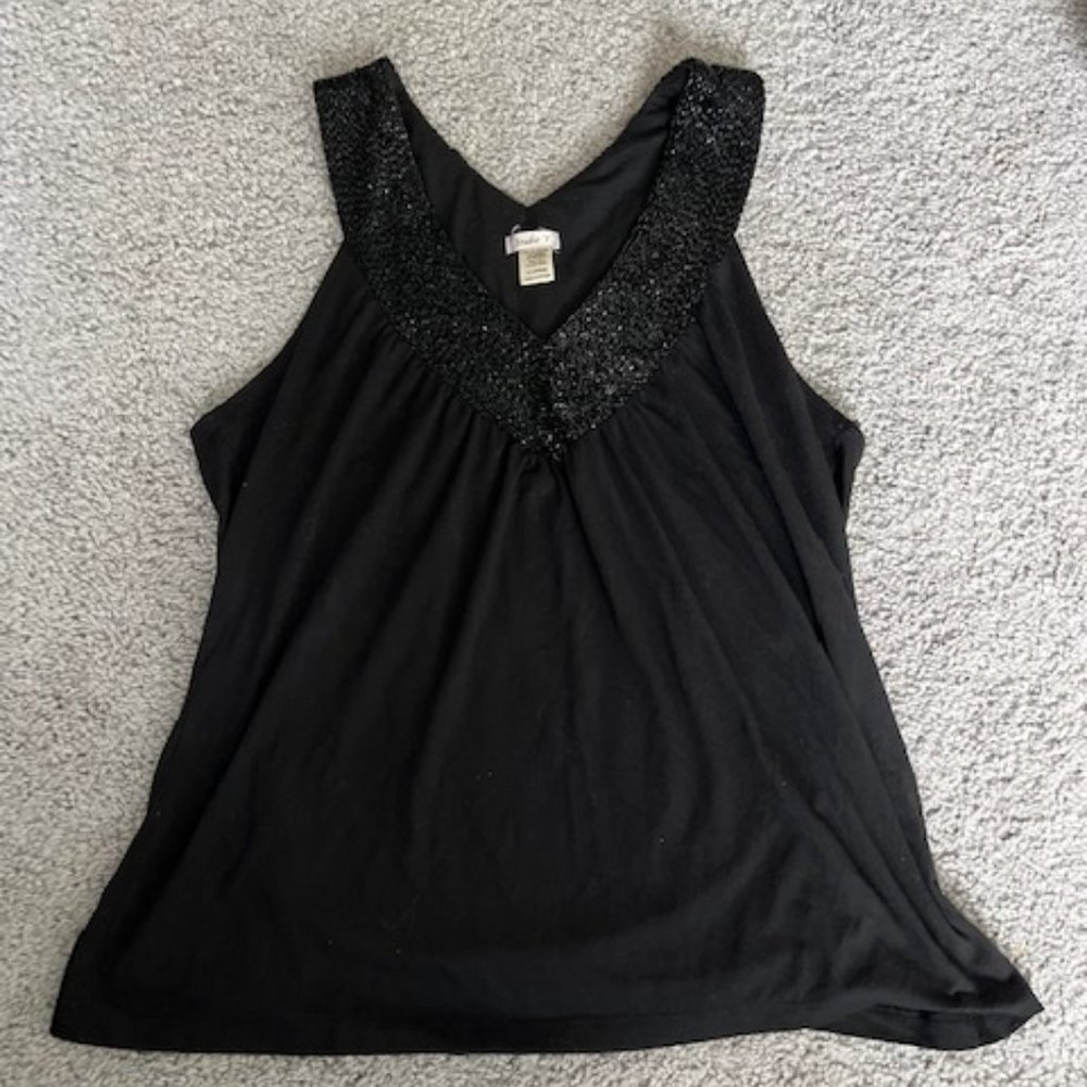 Beaded Top Black Racerback Dress Tank Top